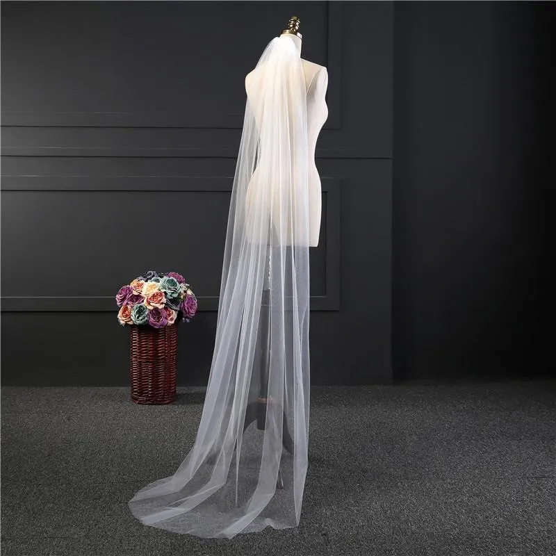 Voiles de Mariage 1 couche Tulle Bord de coupe Voiles de mariée chappelle TS91046