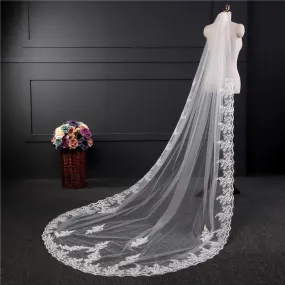 Voiles de Mariage 1 couche Tulle Bord en dentelle Voiles de mariée chappelle Appliqué TS91036