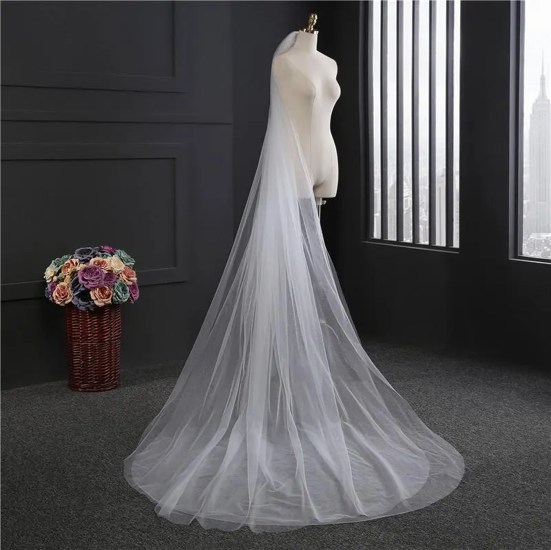 Voiles de Mariage 2 couches Tulle Bord de coupe Voiles de mariée chappelle TS91040