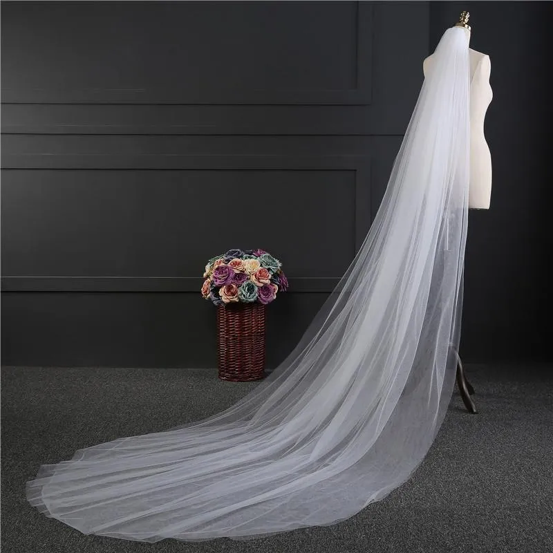 Voiles de Mariage 2 couches Tulle Bord de coupe Voiles de mariée chappelle TS91040