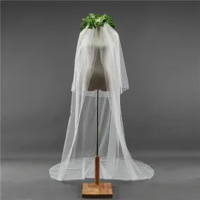 Voiles de Mariage 2 couches Tulle Liseret Voiles de mariée chappelle TS91049