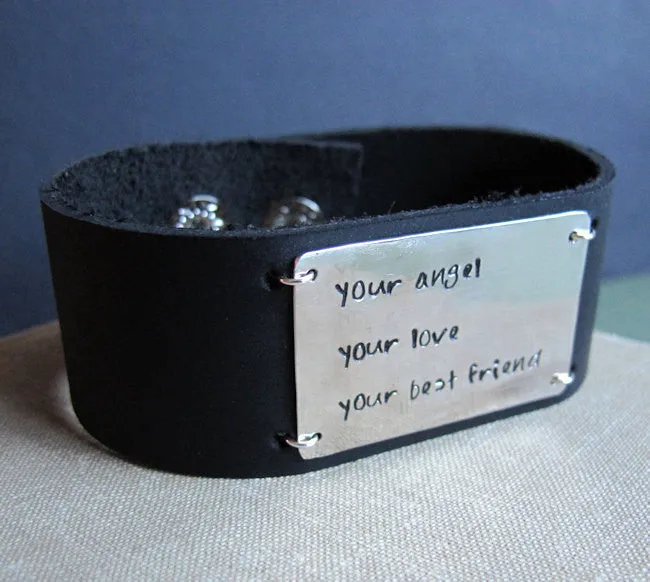 Wide Leather Wristband for Men