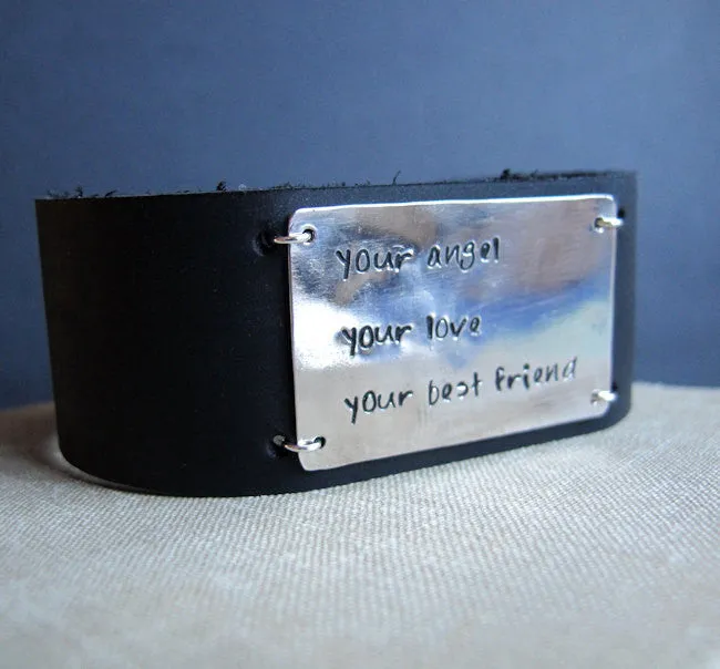 Wide Leather Wristband for Men