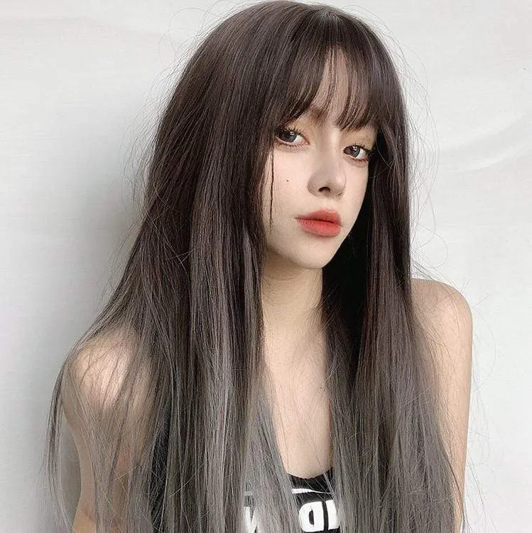 Women's Color Gradient Straight Long Synthetic Hair Wig