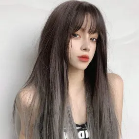 Women's Color Gradient Straight Long Synthetic Hair Wig