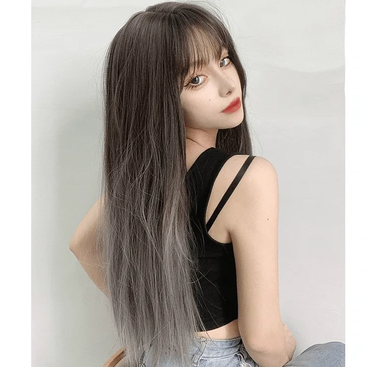 Women's Color Gradient Straight Long Synthetic Hair Wig