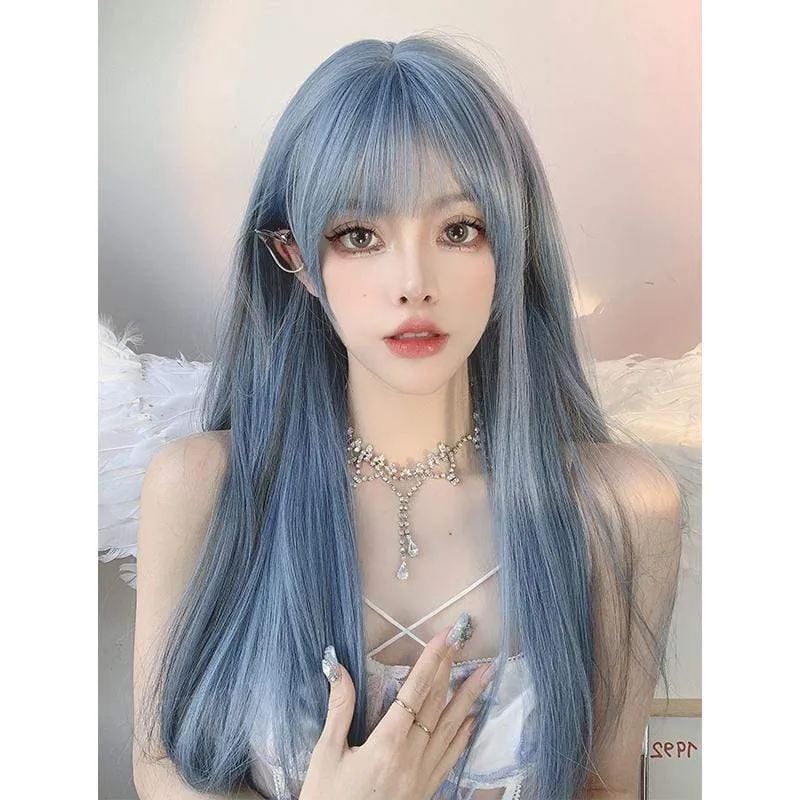 Women's Natural Blue Synthetics Hair Wig